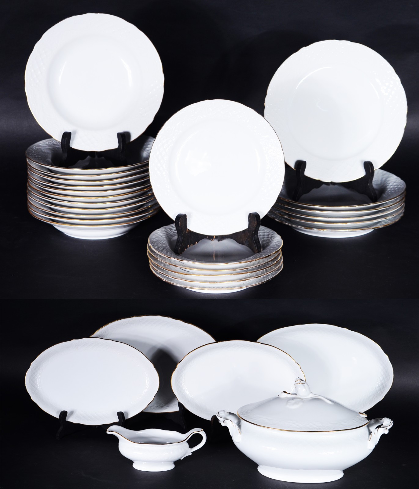 Serviço de jantar de porcelana "Beatriz" na cor branca com friso... - foto 1 de 7
