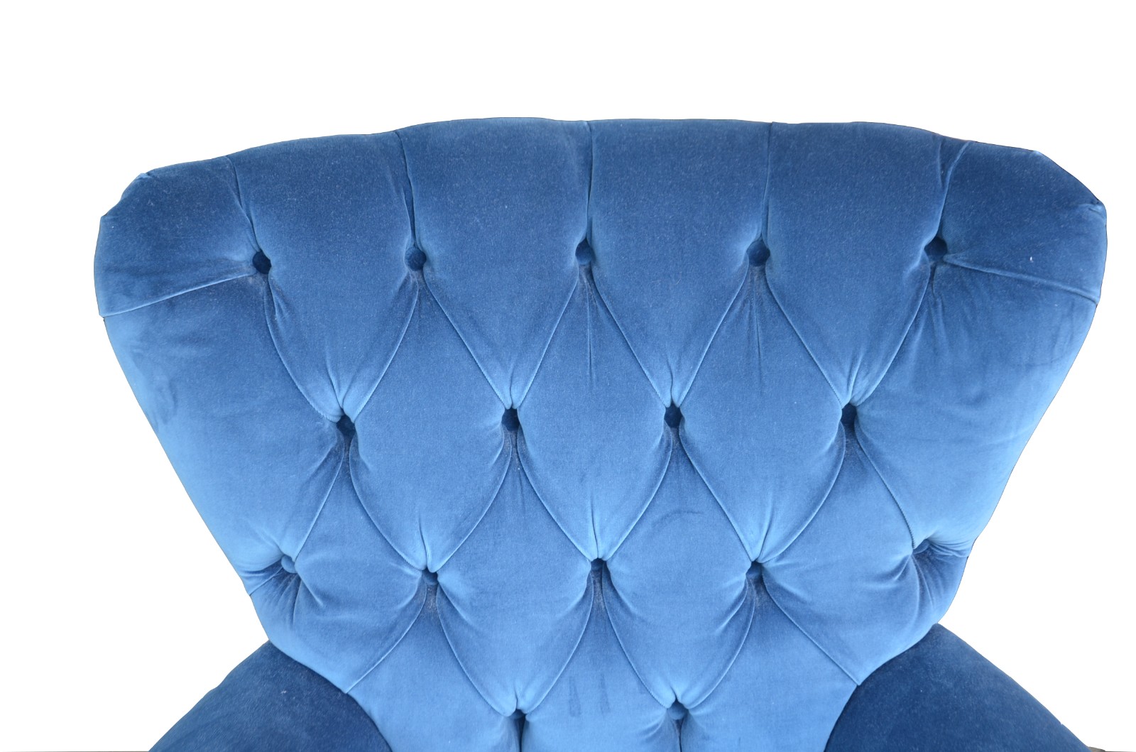 Par de poltronas estofadas e forradas com tecido azul, encostos em... - foto 3 de 3