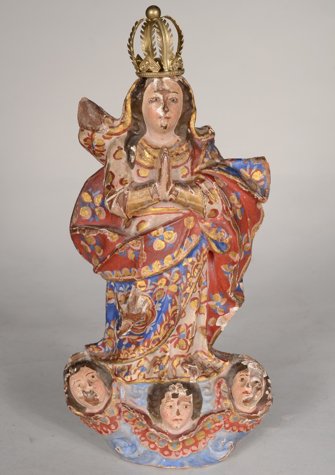 Nossa Senhora - Antiga imagem de madeira policromada e dourada... - foto 1 de 8
