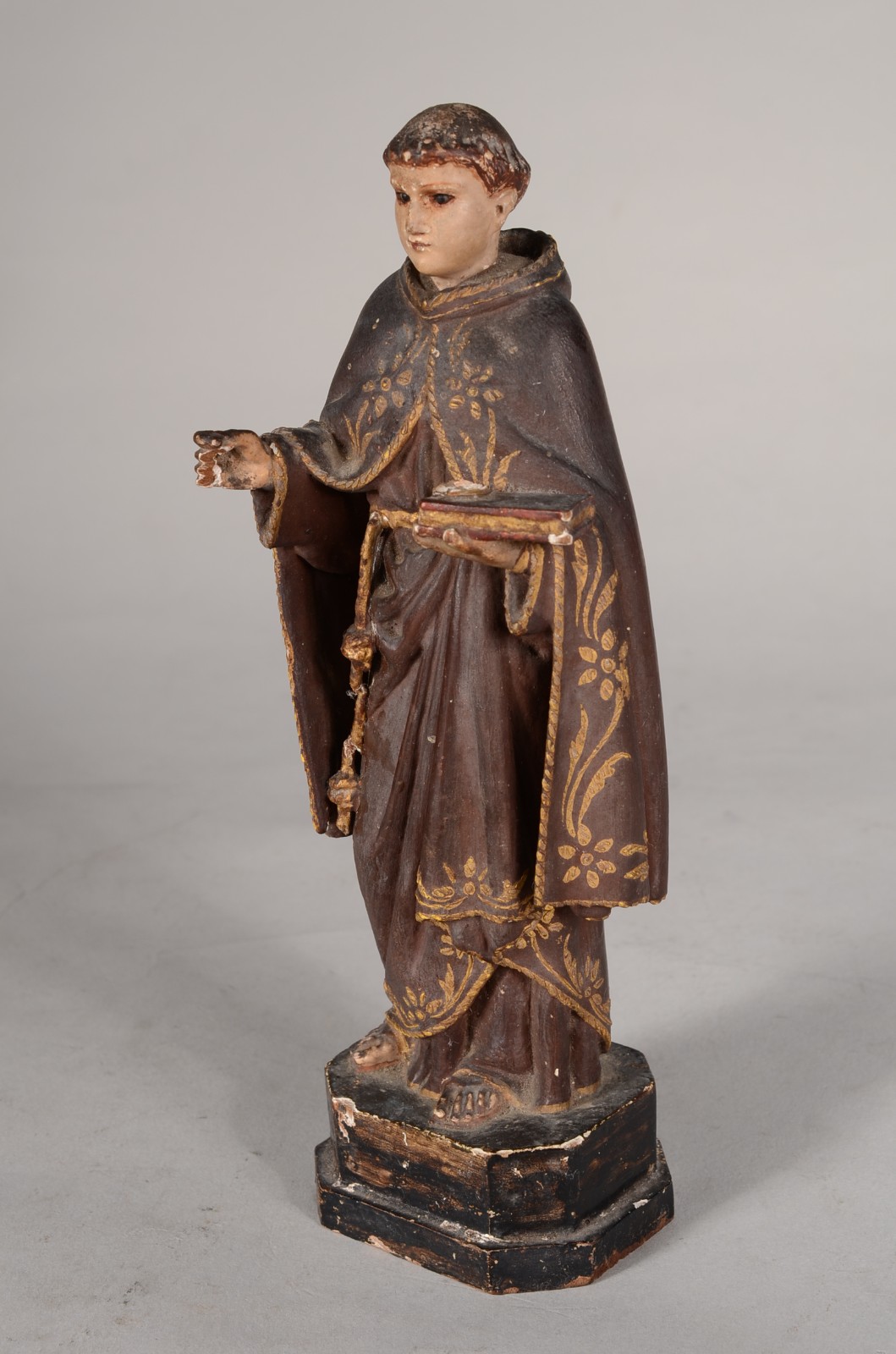 Santo Antonio - Imagem de madeira policromada e dourada. Desgastes. - foto 2 de 7