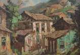 Durval Pereira (1917-1984), Casário - Óleo sobre tela.