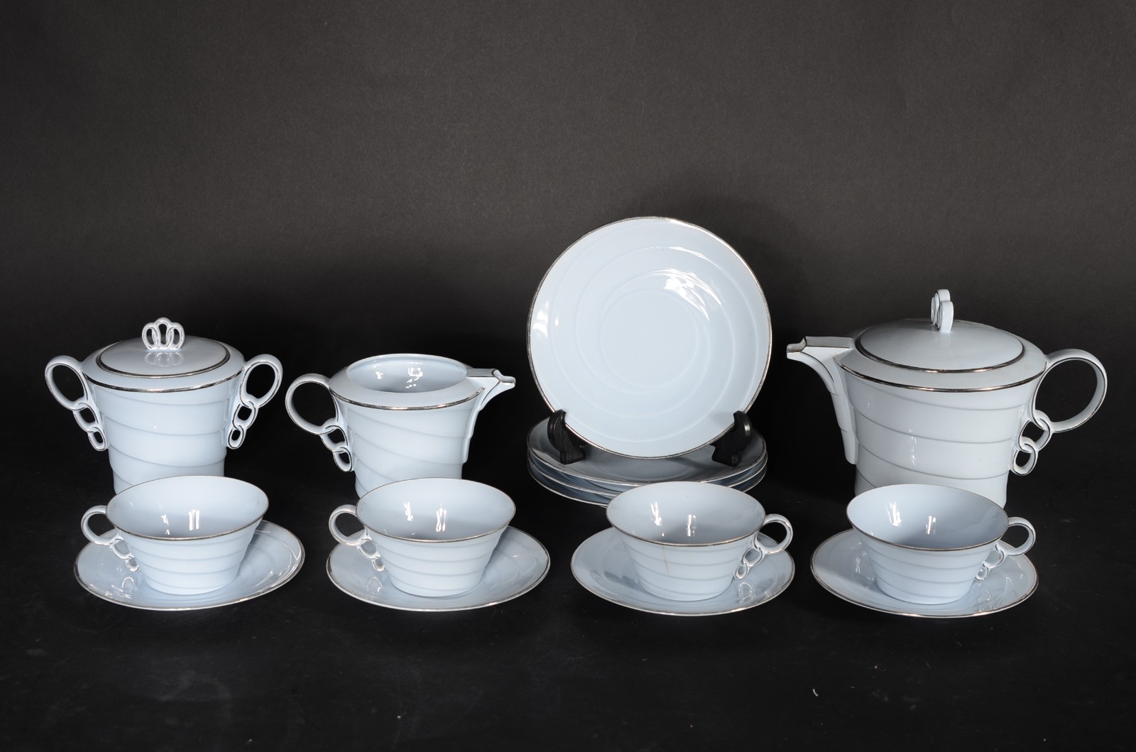 Serviço para chá de porcelana tcheca Epiag na cor azul, composto de... - foto 1 de 7