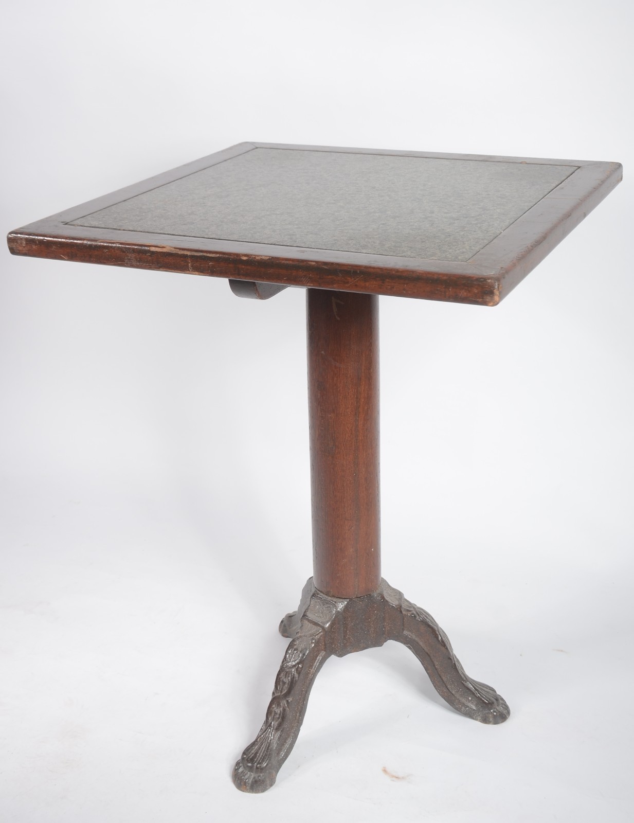 Mesa para bar de madeira, tampo feitio quadrado com mármore, tripé de... - foto 1 de 9