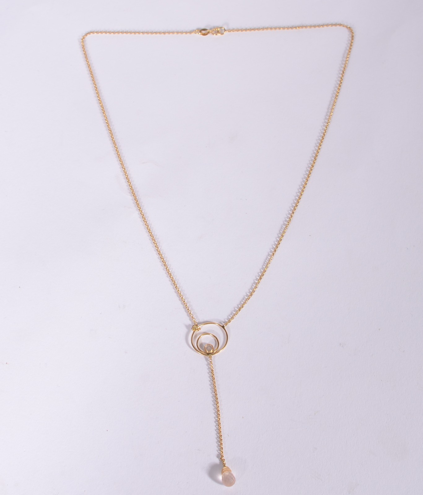 Colar de ouro 18 k., contraste 750 com pendente e pedra feitio gota... - foto 2 de 6