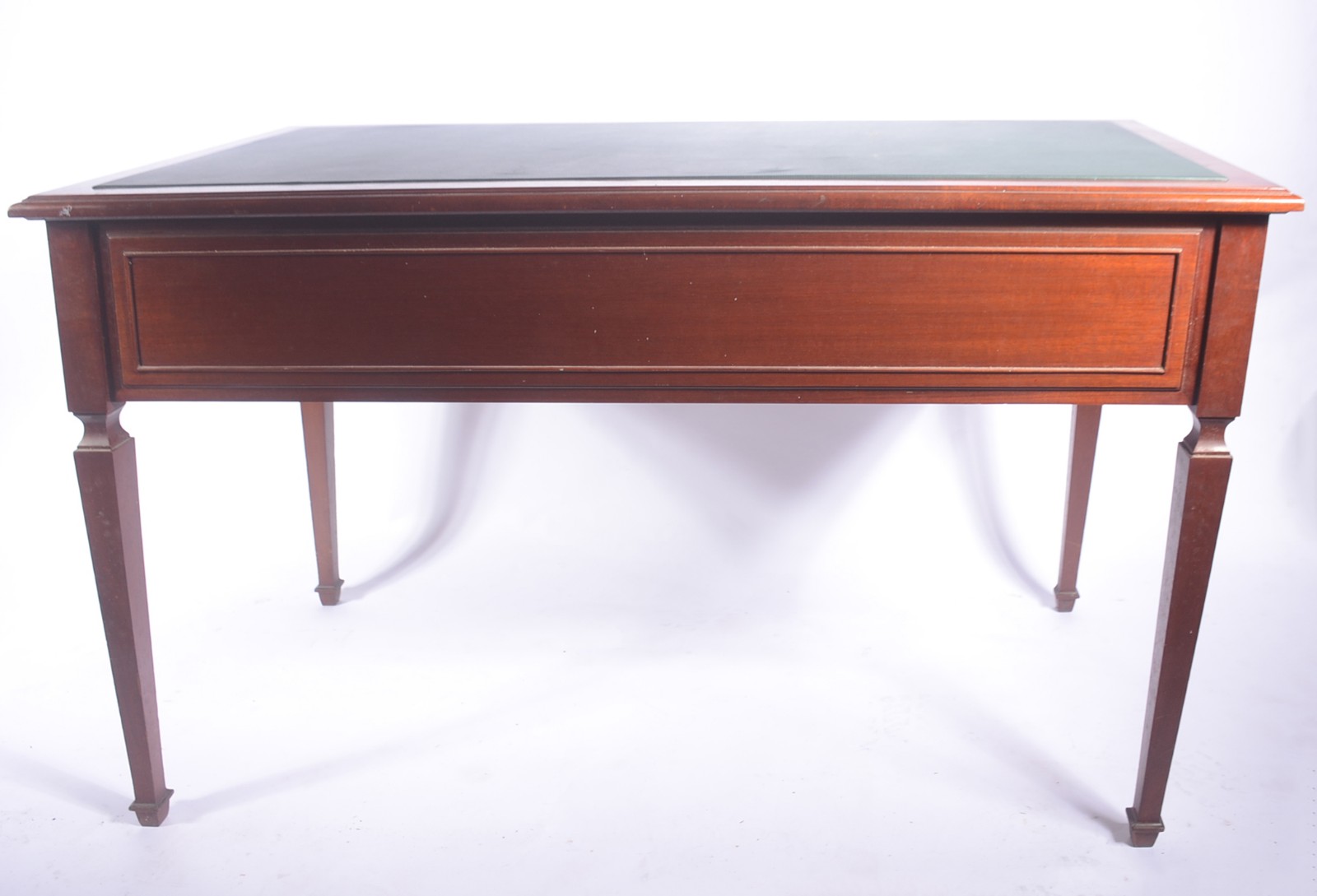 Mesa de escritório de madeira nobre, tampo em curvim verde com 3... - foto 8 de 8
