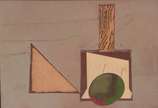 Carlos Scliar (1920-2001), Objetos I - Vinil e colagem encerados sobre tela - Cabo Frio - datado 1992.