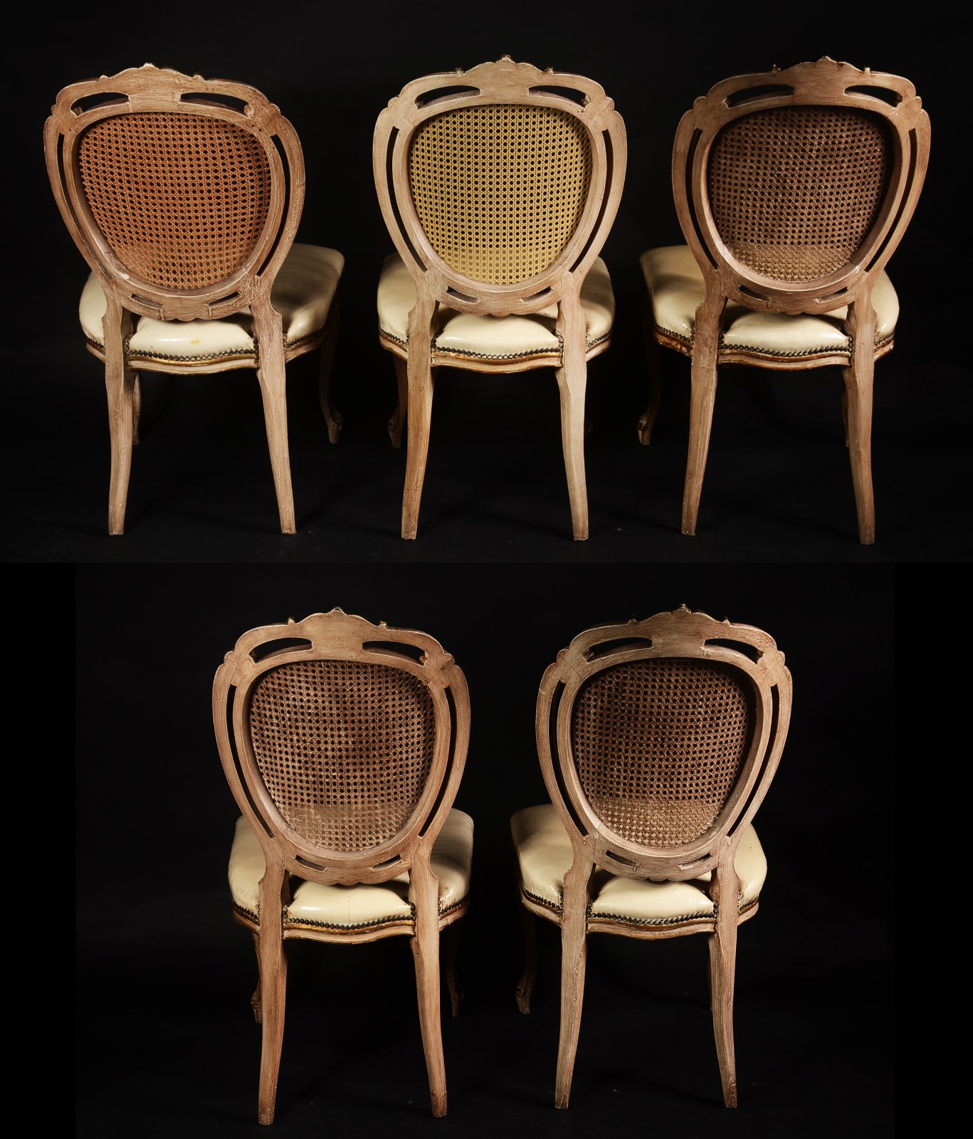 Conjunto com cinco cadeiras para sala de jantar feitio medalhão... - foto 7 de 8