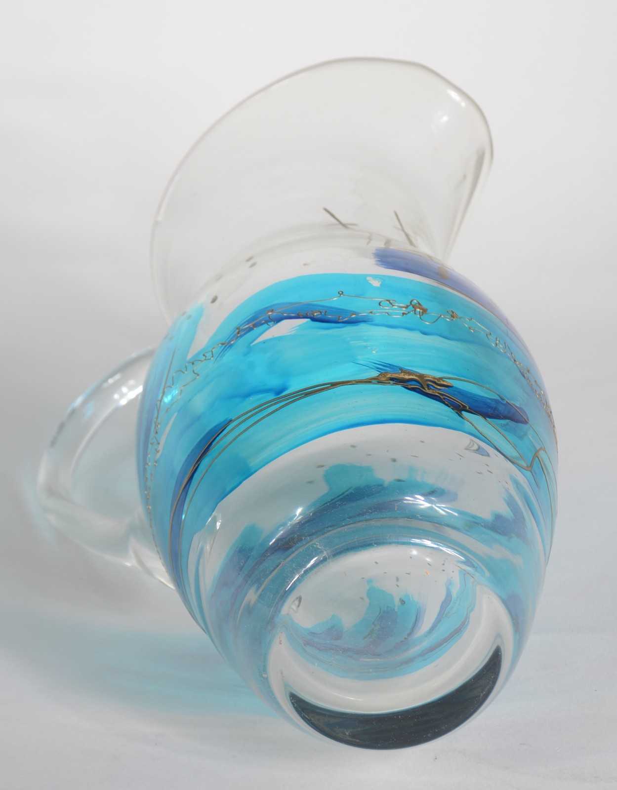 Jarra de vidro decorativo com pinturas em tons de azul. - foto 6 de 6