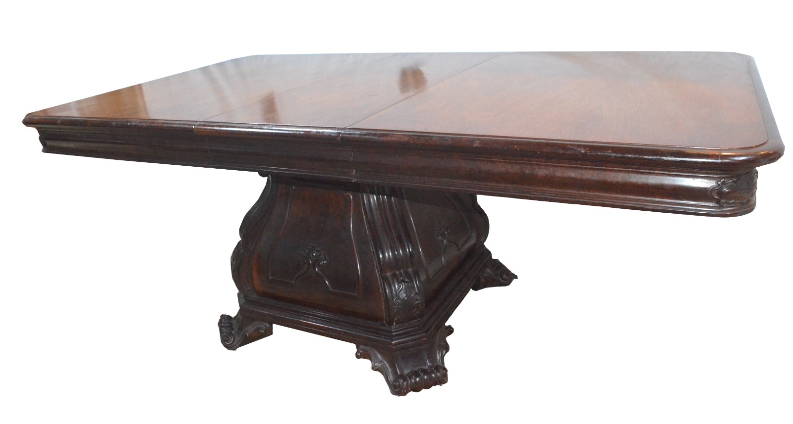 Mesa de jantar de madeira nobre, tampo retangular com tabua extensora... - foto 1 de 5