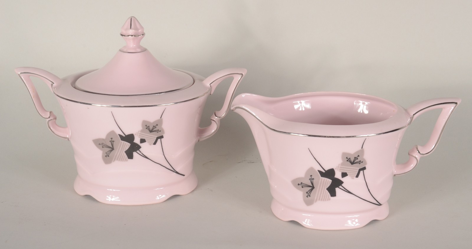 Serviço de chá de porcelana tcheca Epiag na cor rosa com ramos... - foto 3 de 11