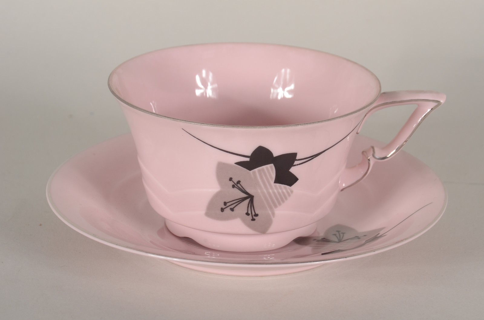 Serviço de chá de porcelana tcheca Epiag na cor rosa com ramos... - foto 5 de 11