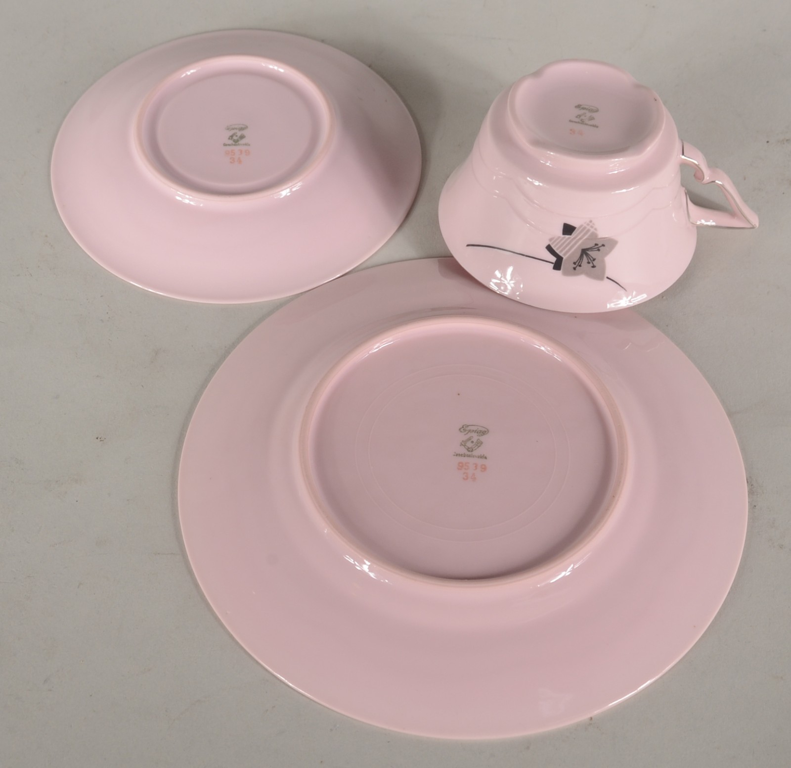 Serviço de chá de porcelana tcheca Epiag na cor rosa com ramos... - foto 9 de 11
