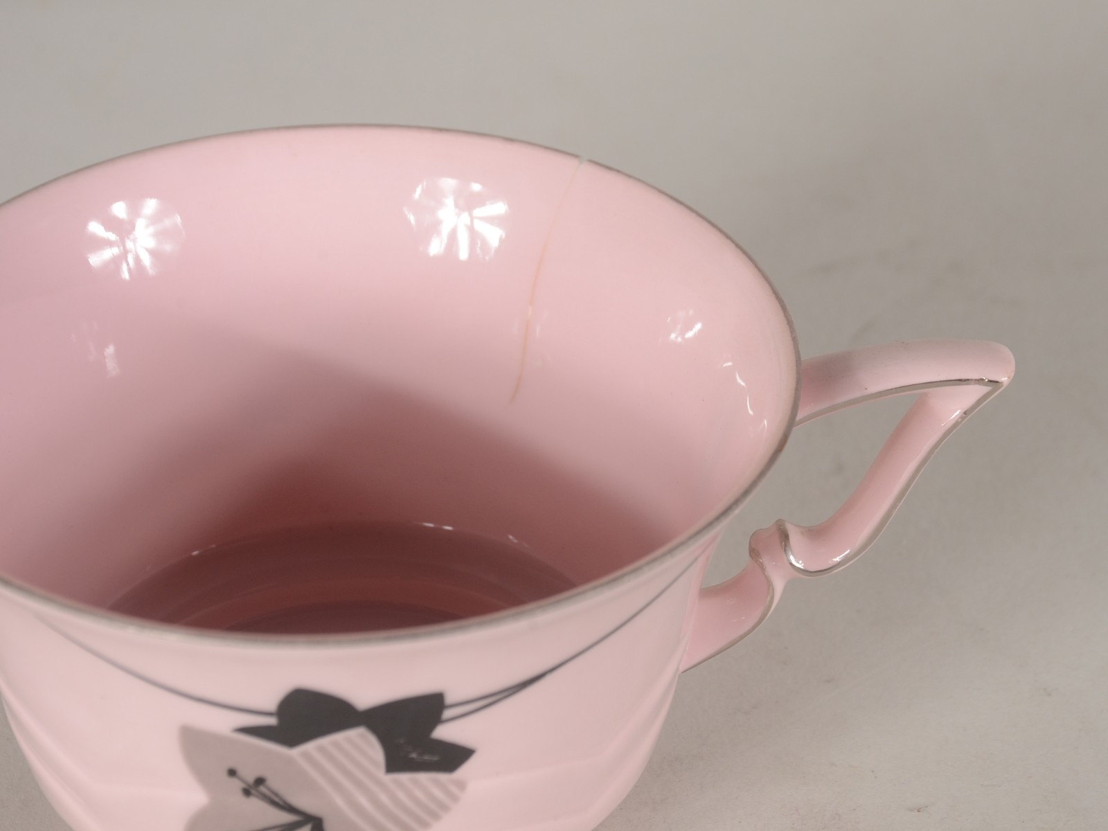 Serviço de chá de porcelana tcheca Epiag na cor rosa com ramos... - foto 11 de 11