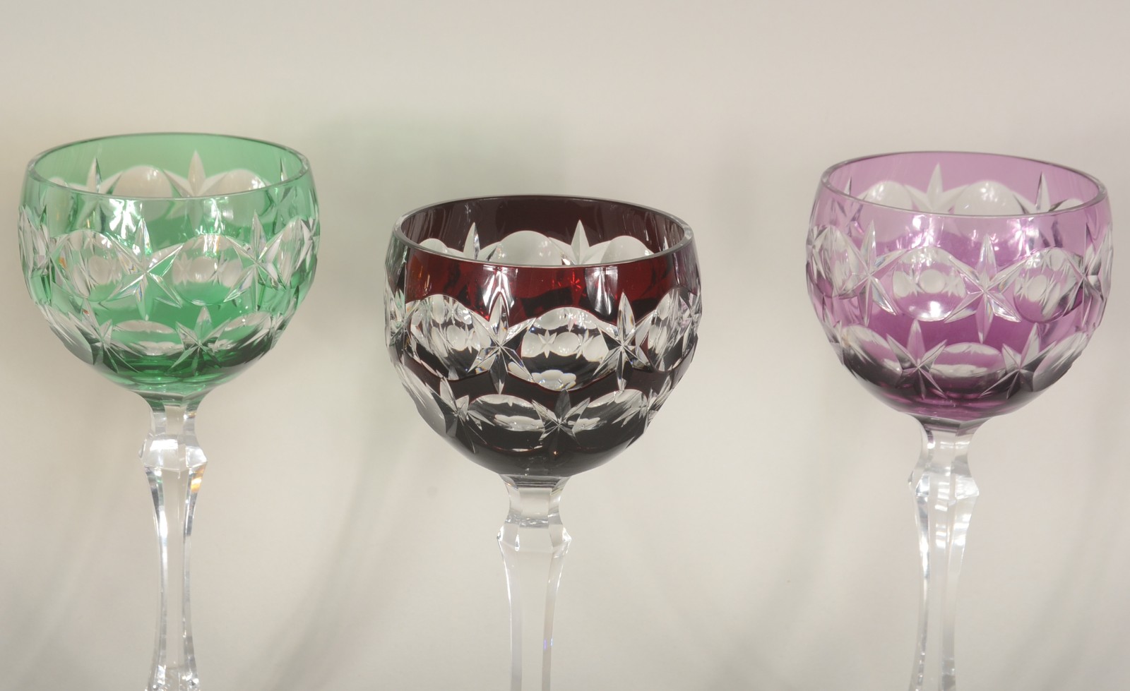 Seis cálices para vinho de cristal europeu doublé lapidado em... - foto 3 de 6