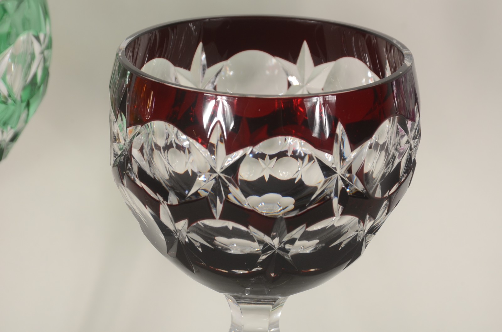 Seis cálices para vinho de cristal europeu doublé lapidado em... - foto 4 de 6