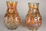 Par de vasos de vidro " casca de cebola", traba... - Par de vasos de vidro " casca de cebola", trabalhado em relevo.
