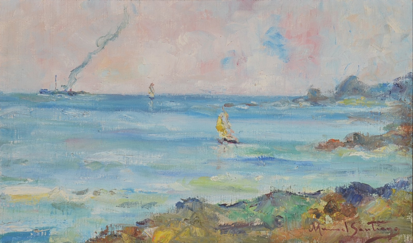 Manoel Santiago (1897-1987), Marinha com Barcos - foto 1 de 5