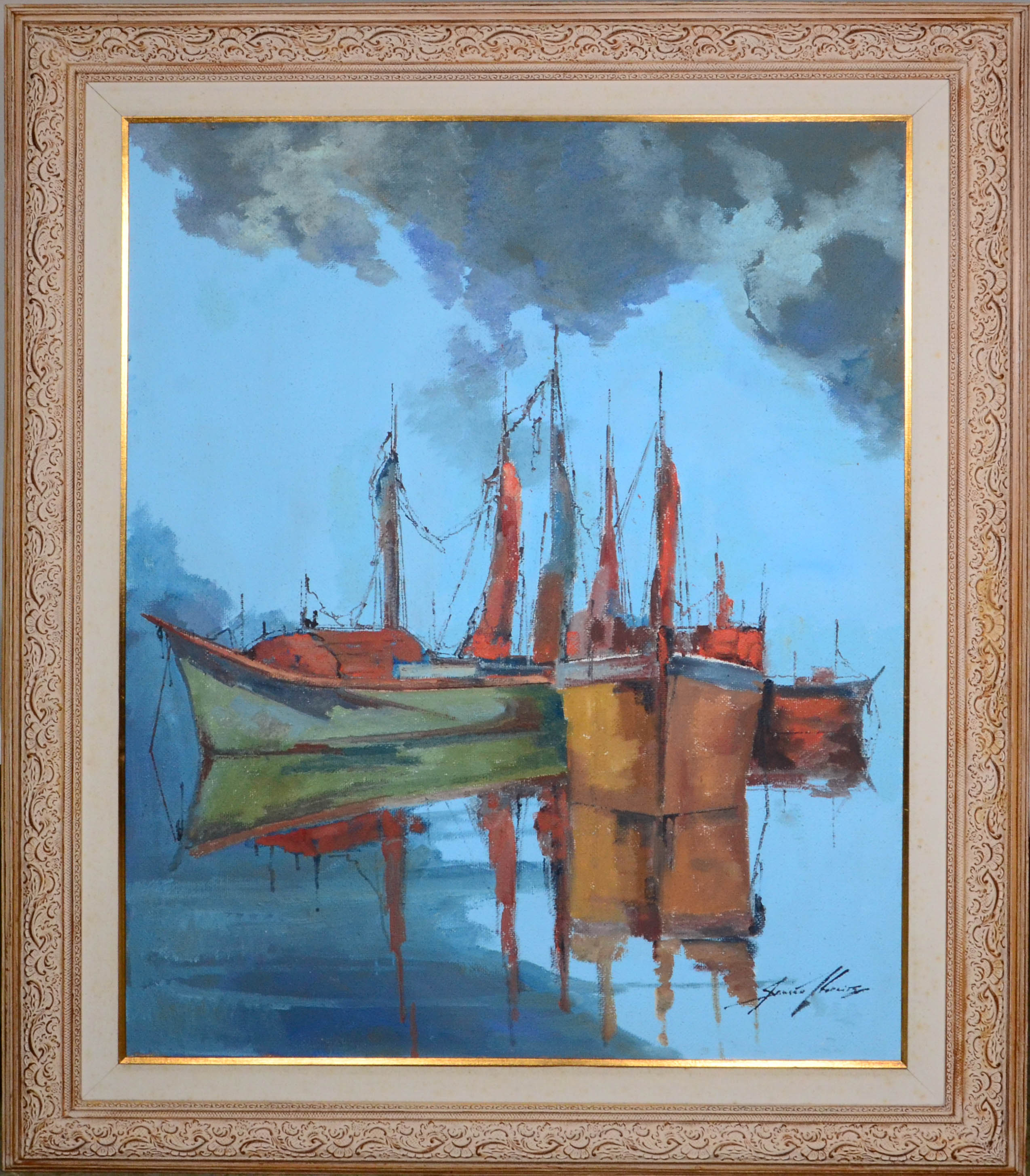 Sansão Pereira (1919-2014), Marinha com barcos - foto 1 de 3