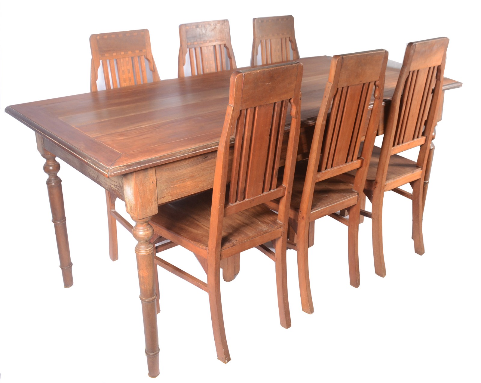 Mesa de jantar de madeira nobre, tampo retangular com uma gaveta e... - foto 1 de 11