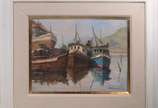 JAYME CAVALCANTE (1938), Marinha com Barcos - Óleo sobre tela.