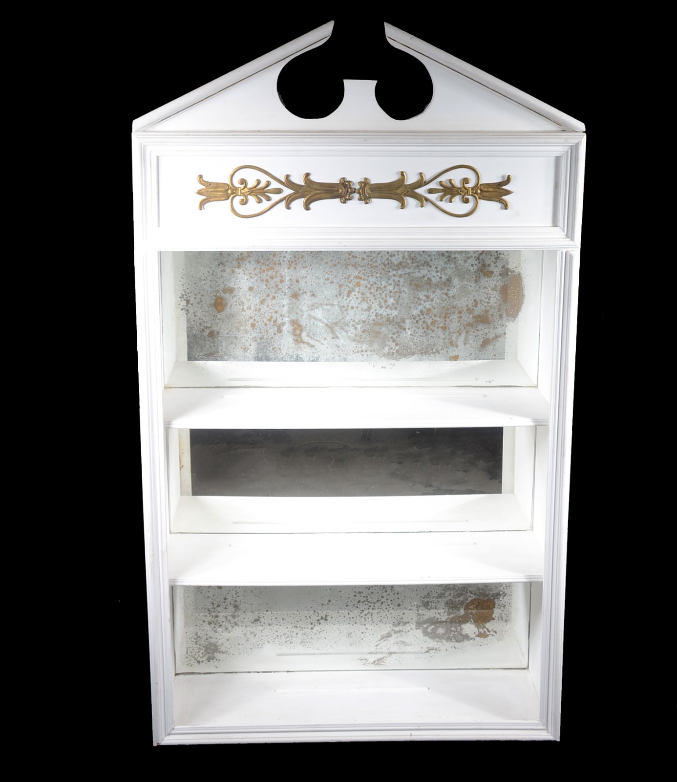 Vitrine de parede de madeira pintada de branco, fundo espelhado... - foto 2 de 8