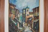 Durval Pereira (1917-1984), Casario com Igreja - Óleo sobre tela - datado 1984.