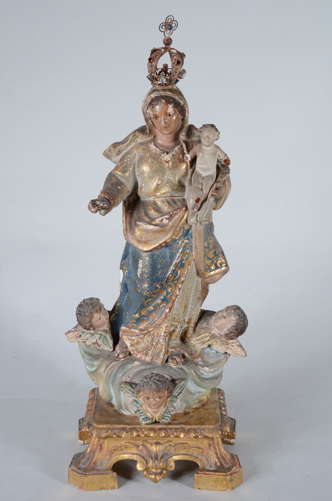 Nossa Senhora da Conceição com menino - Antiga imagem de madeira... - foto 1 de 11