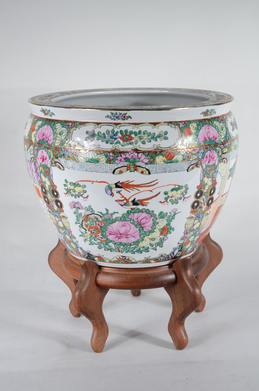 Cachepot/aquário de porcelana oriental com peanha. - foto 1 de 9
