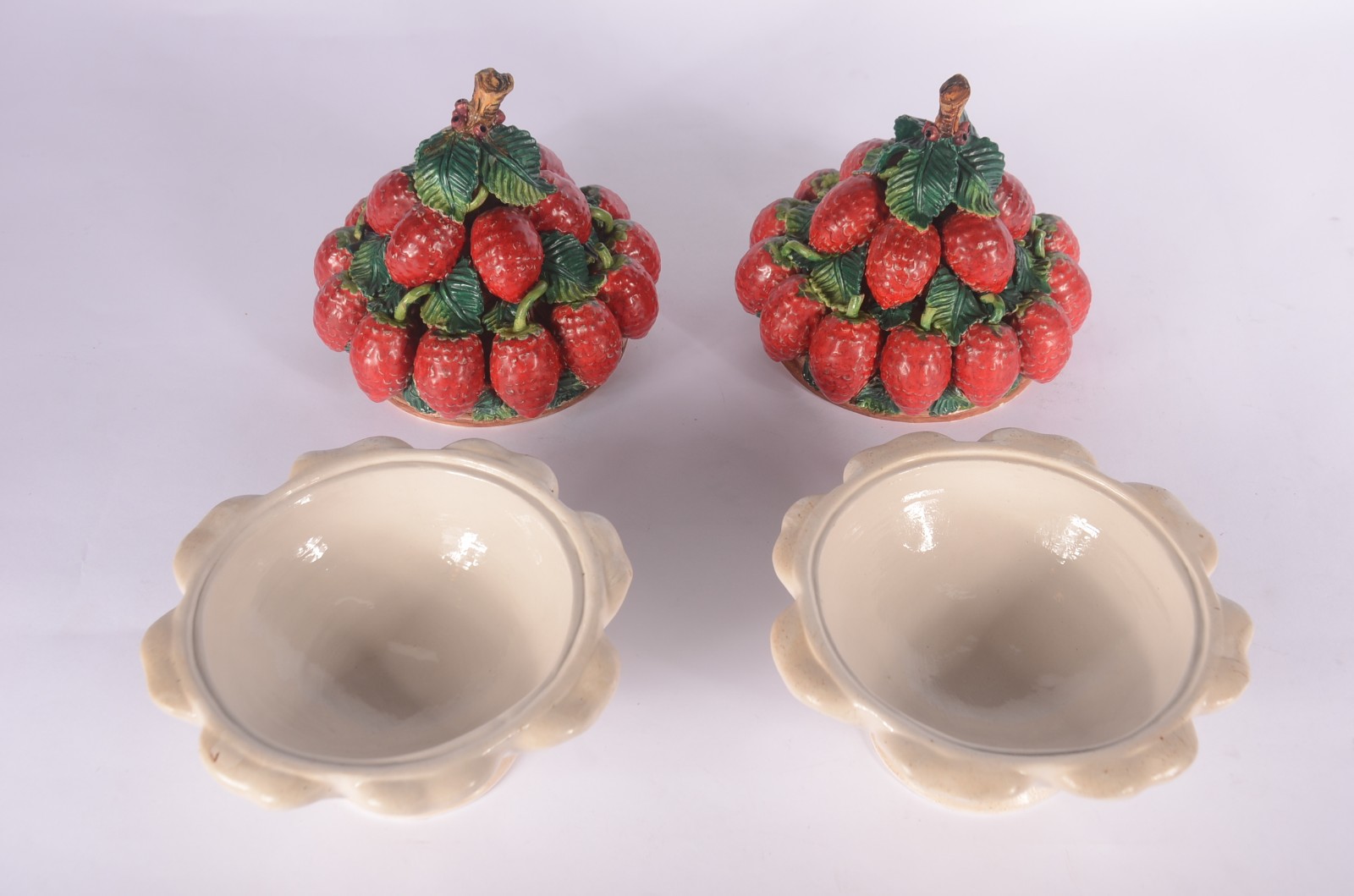 Par de potiches de cerâmica italiana L'artigiana Bassano, tampas com... - foto 2 de 7