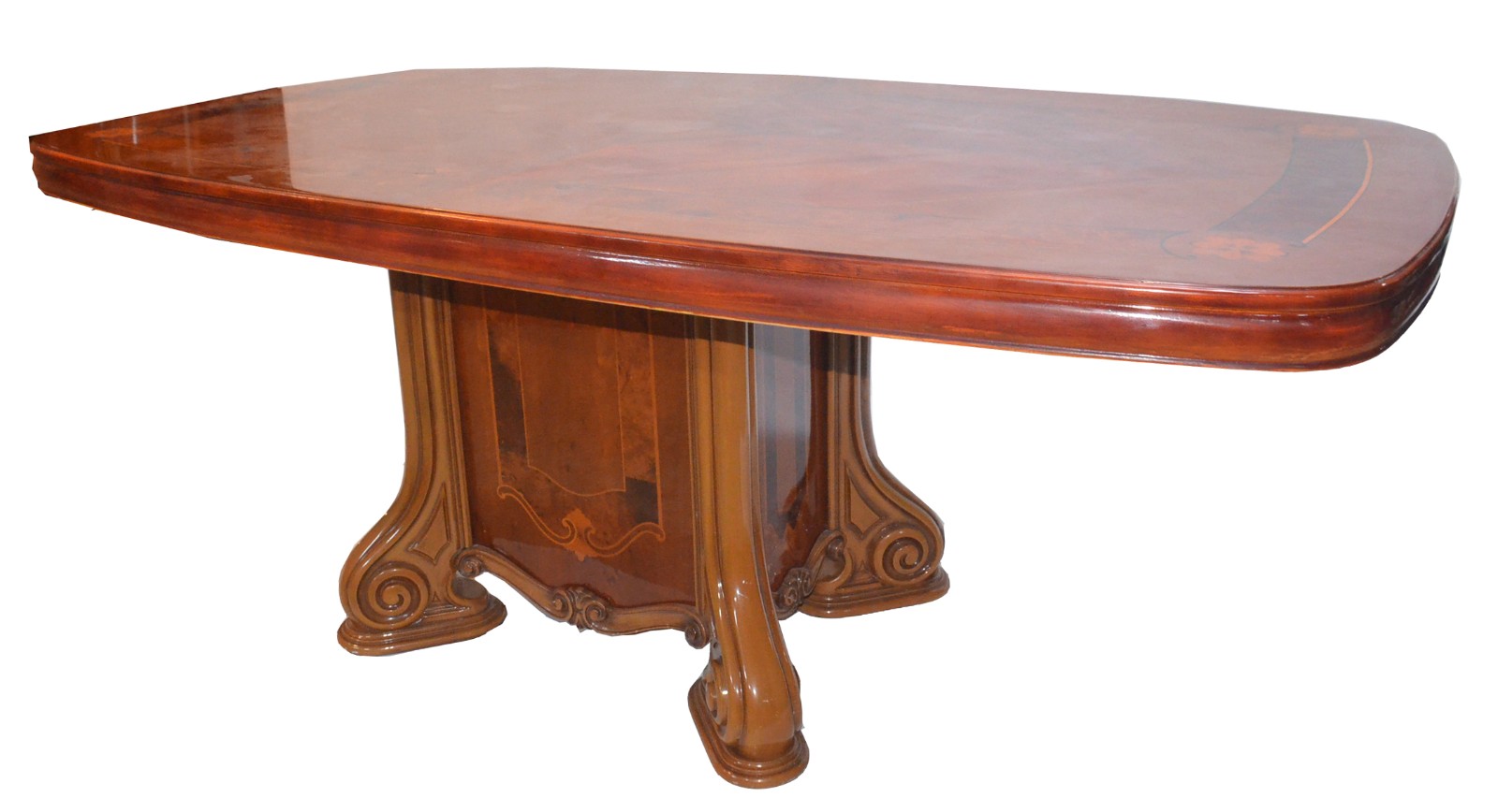 Mesa de jantar de madeira e aglomerado envernizado, apoio em coluna... - foto 2 de 11