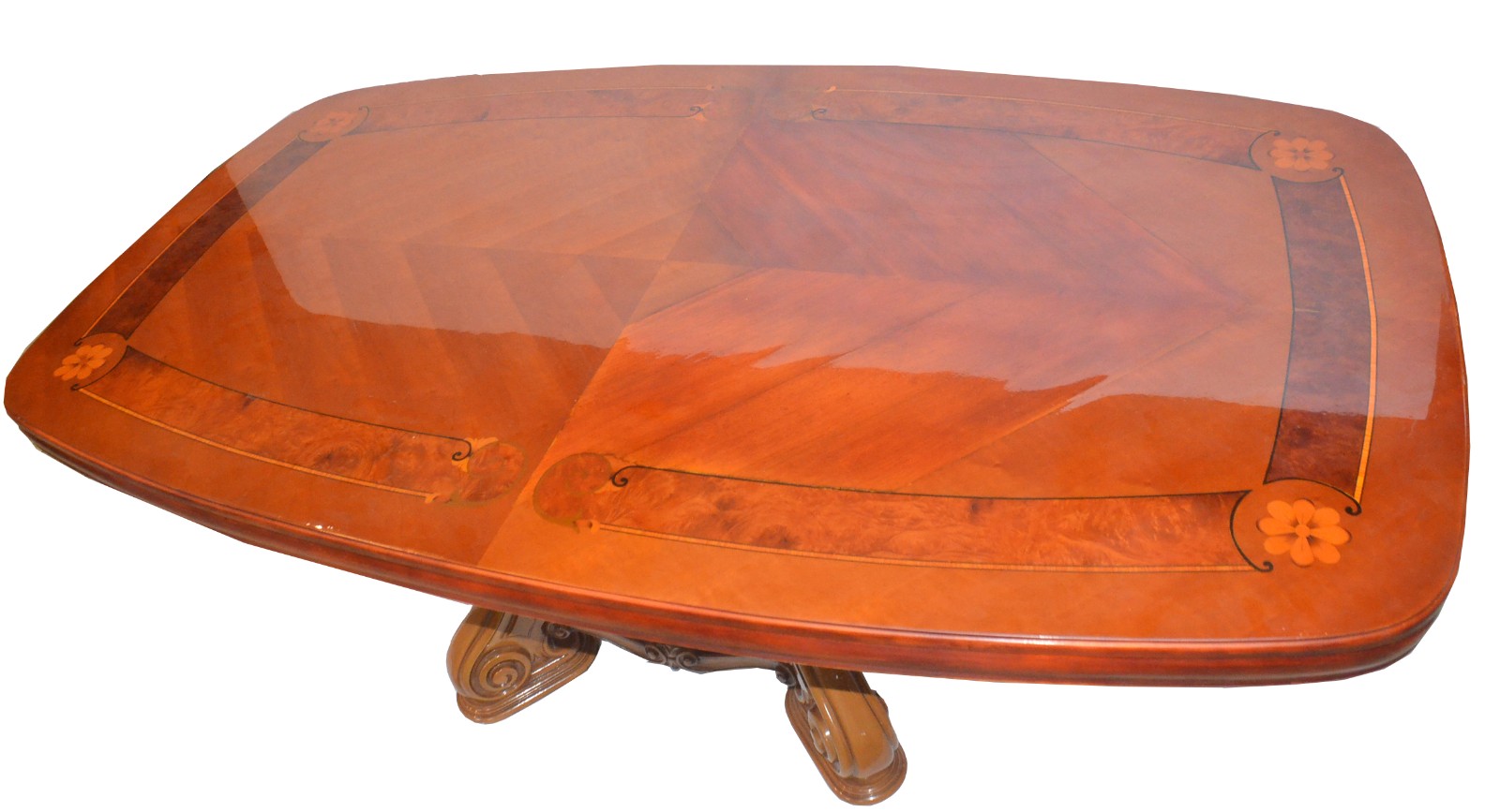 Mesa de jantar de madeira e aglomerado envernizado, apoio em coluna... - foto 6 de 11
