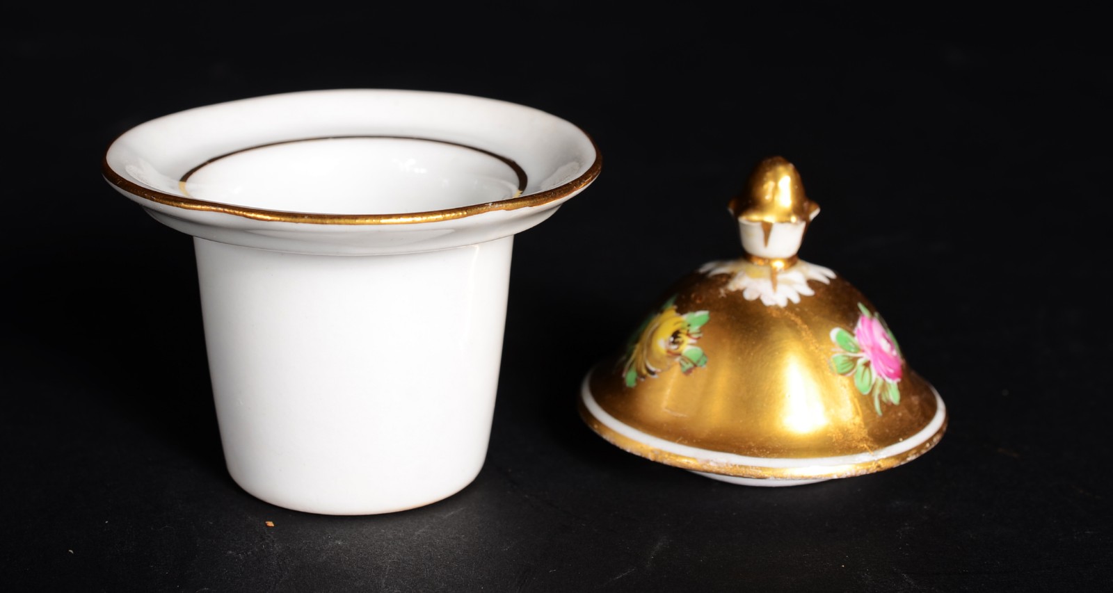 Tinteiro de porcelana alemã de Dresden decorado com flores e faisões... - foto 7 de 11