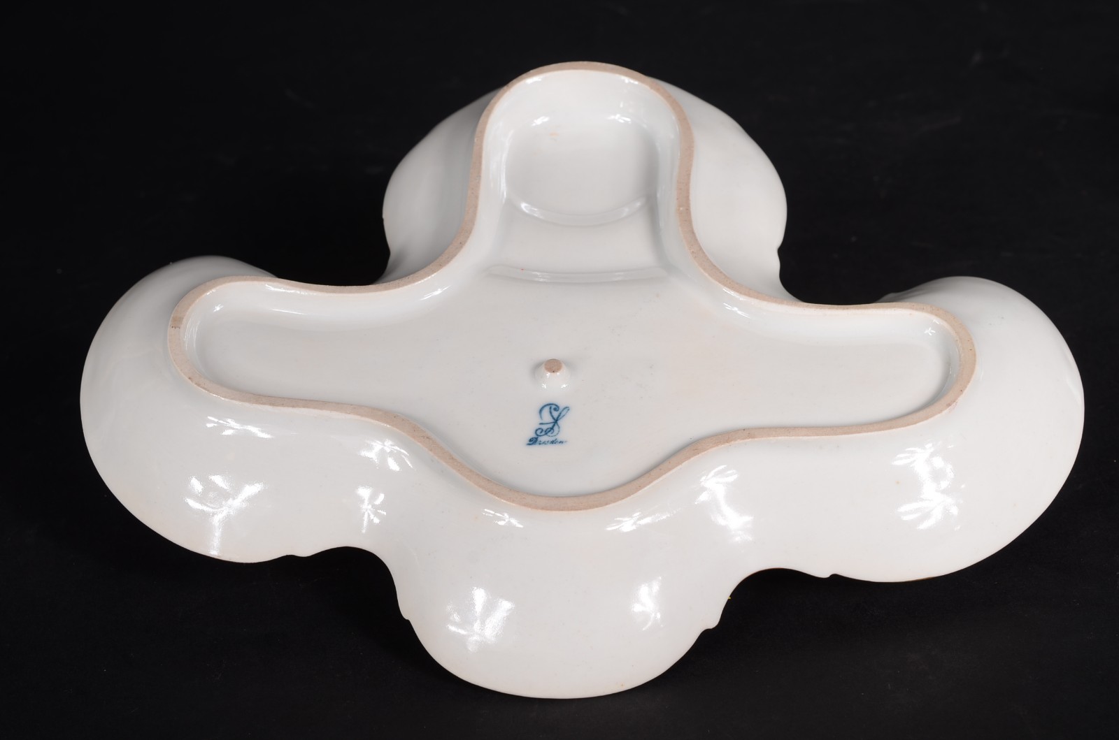 Tinteiro de porcelana alemã de Dresden decorado com flores e faisões... - foto 10 de 11