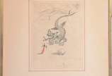 Salvador Dalí (1904-1989), O Dragão verde - Litografia aquarelada e assinada à lápis. Série para poemas de Mao Tse Tung, 1967. Chancela do artista (Fundação) gravada em alto relevo ao lado da as