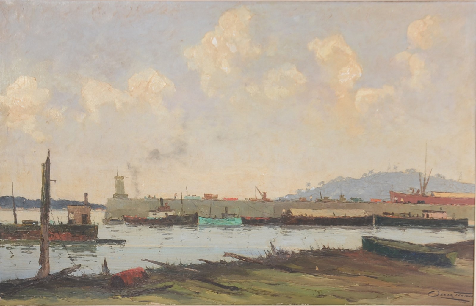 Oscar Tecídio (1926-1995), Paisagem com barcos - foto 1 de 4