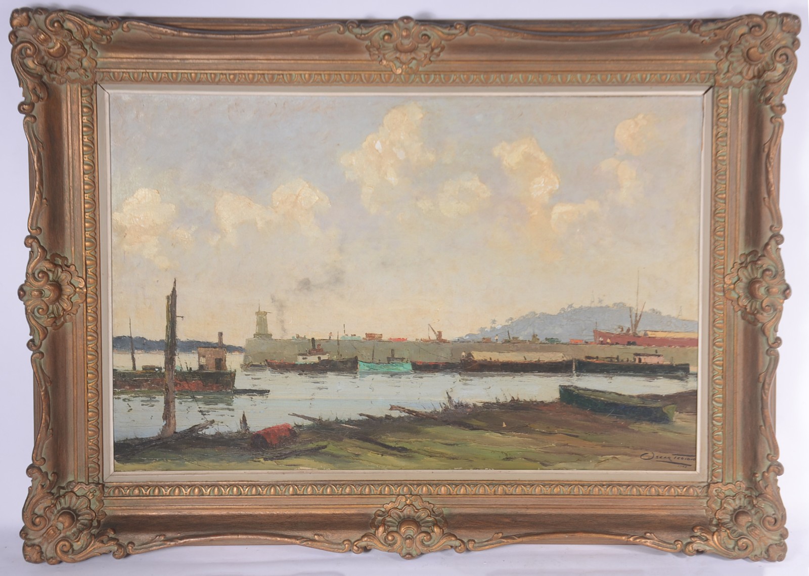 Oscar Tecídio (1926-1995), Paisagem com barcos - foto 2 de 4