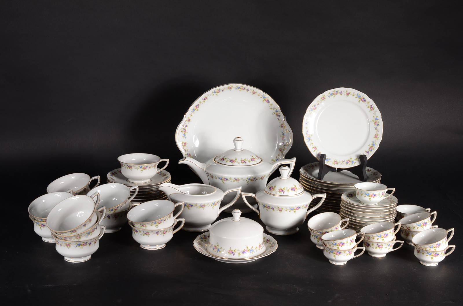 Serviço de chá e café de porcelana tcheca - Bohemia, branca com... - foto 1 de 9
