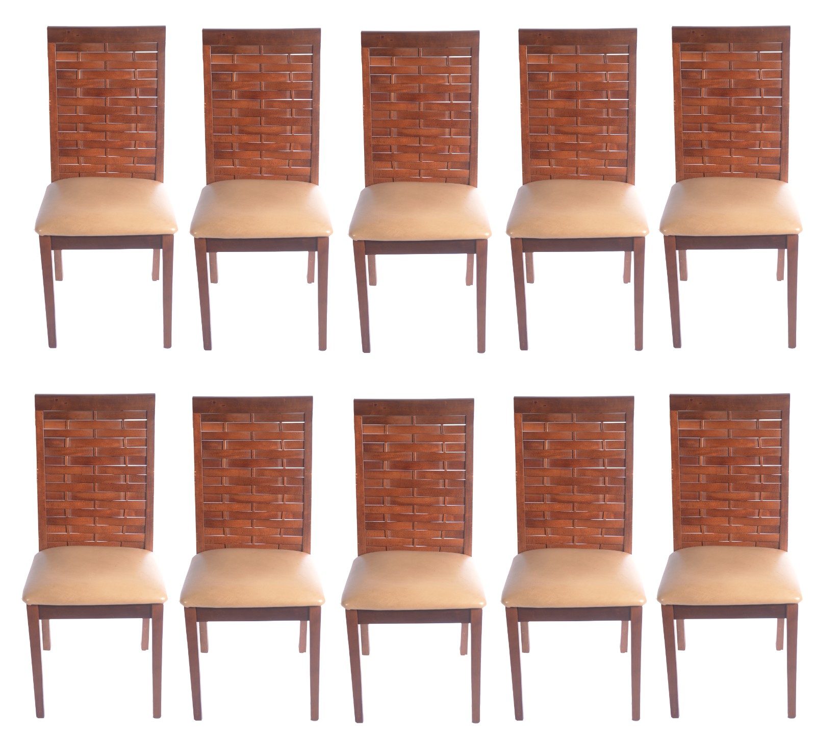Conjunto com 10 cadeiras de madeira para sala de jantar, encostos... - foto 1 de 6