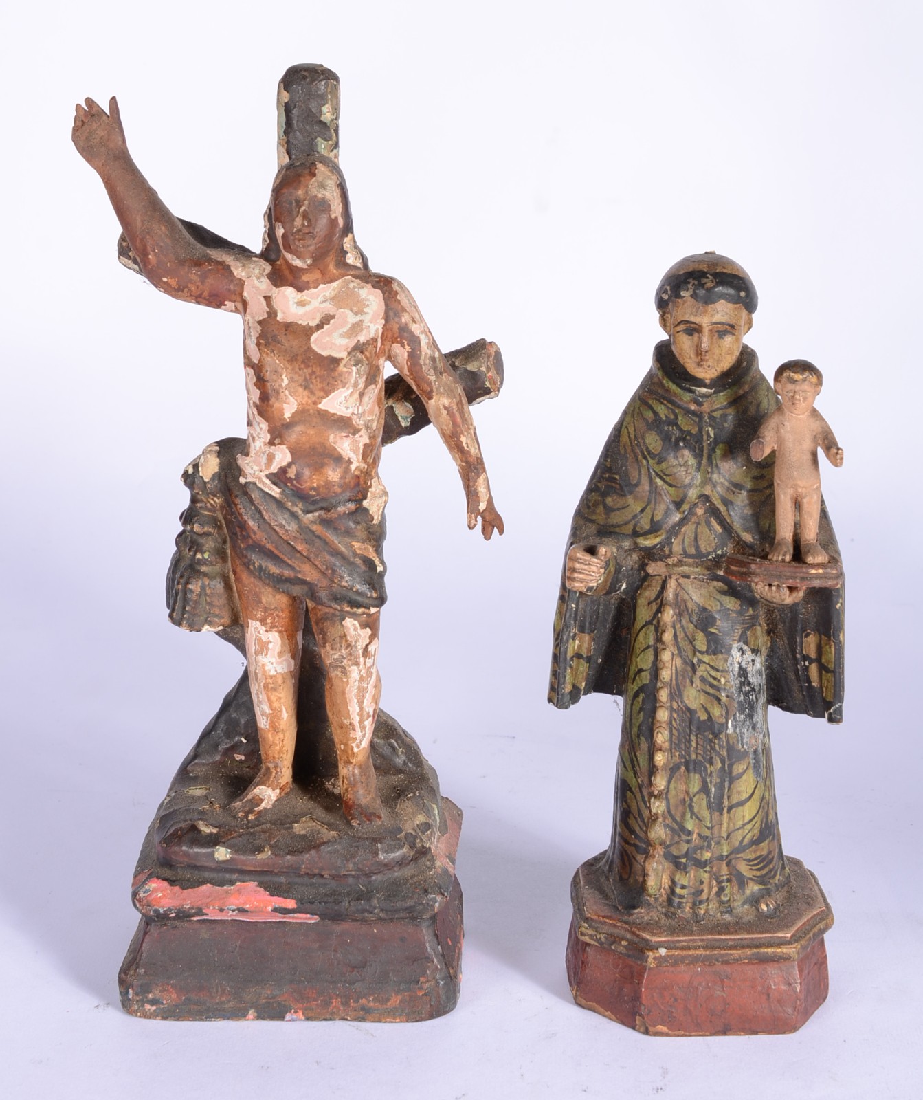 São Sebastião e Santo Antônio. Duas antigas imagens de madeira... - foto 1 de 7