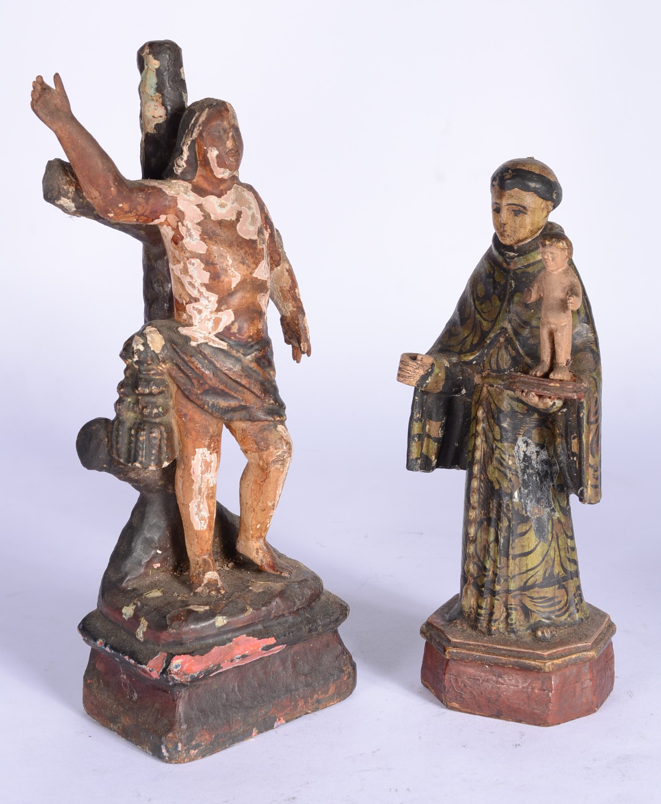 São Sebastião e Santo Antônio. Duas antigas imagens de madeira... - foto 2 de 7