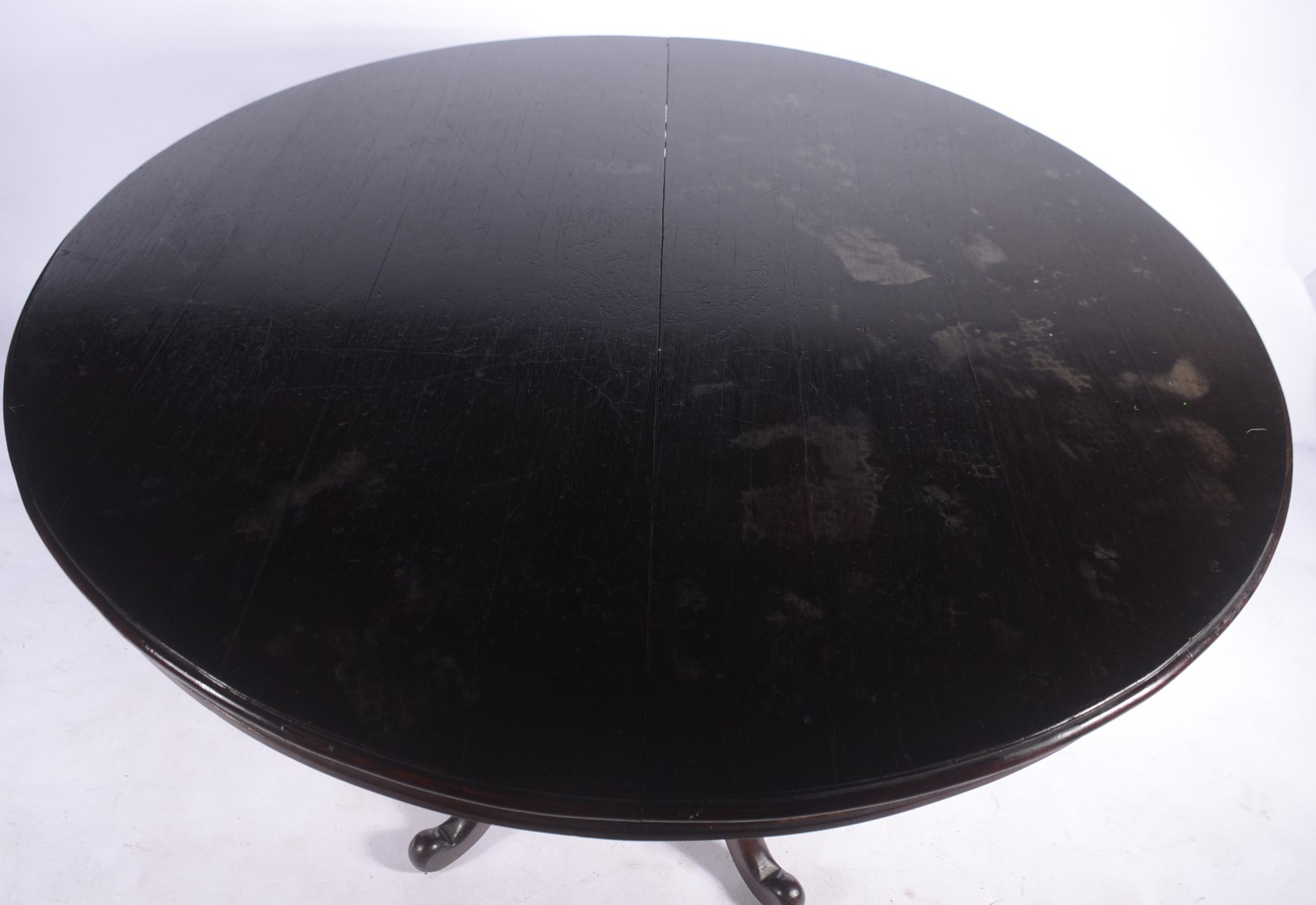 Mesa de jantar redonda de madeira nobre, tábua extensora, apoio em... - foto 3 de 10