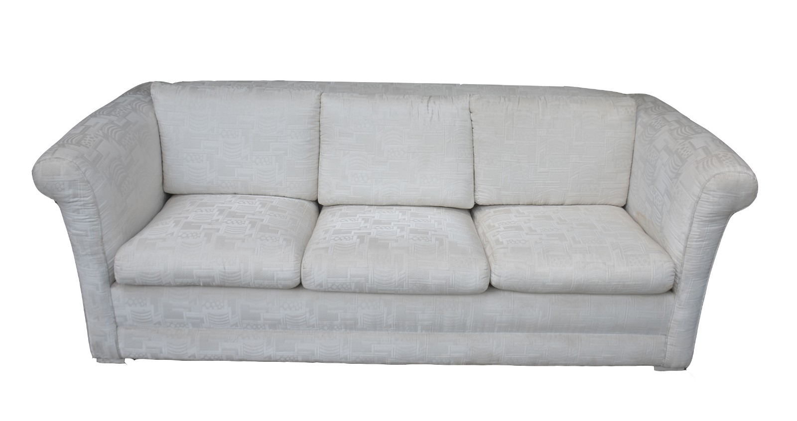 Sofá para tres lugares estofado e forrado em tecido branco. Com... - foto 2 de 10