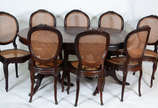 Mesa de jantar de jacarandá, feitio oval, acomp... - Mesa de jantar de jacarandá, feitio oval, acompanham 8 cadeiras  com assentos e encostos de palhinha 
