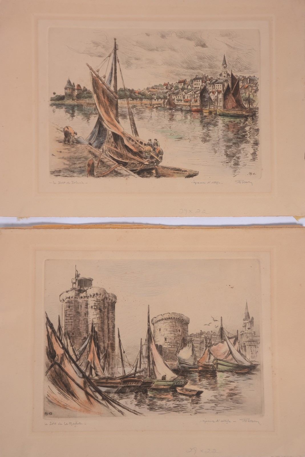 Par de gravuras francesas, prova do artista, assinadas. - foto 1 de 6