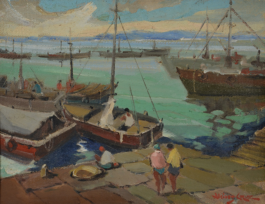 ALCIDES CRUZ (1913 - 1986)- "Beira de cais" - ost - 50 x 62... - foto 2 de 4