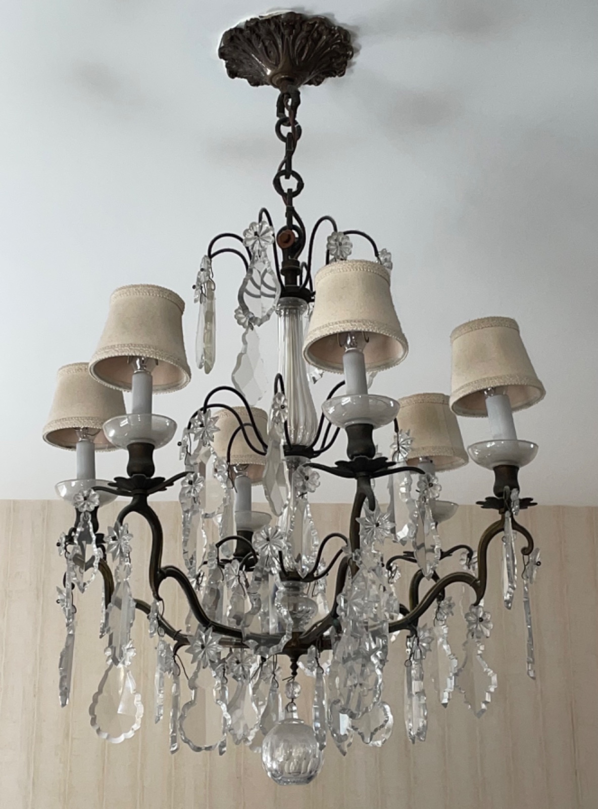 Lustre de cristal estilo Versailles, para 6 luzes, pingentes... - foto 1 de 6