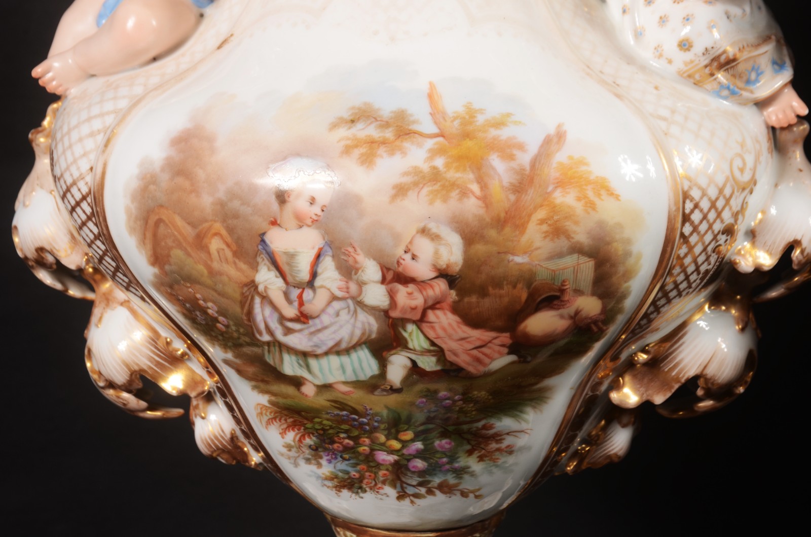 Par de imponentes jarros de porcelana francesa Vieux Paris, decorados... - foto 7 de 11
