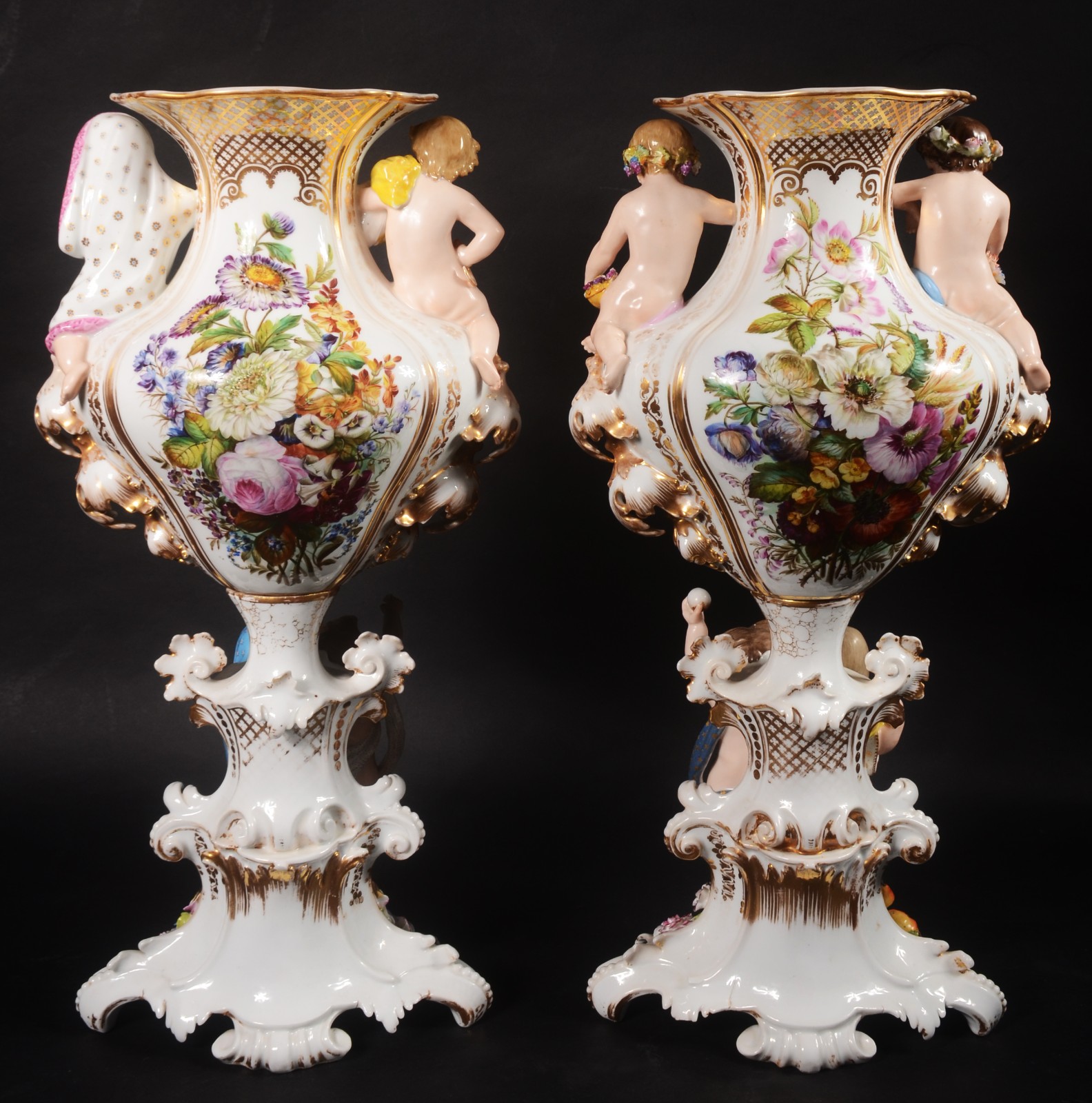 Par de imponentes jarros de porcelana francesa Vieux Paris, decorados... - foto 10 de 11
