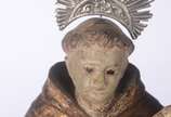 Santo Antonio com menino - Imagem de madeira po... - Santo Antonio com menino - Imagem de madeira policromada com cajado e resplendor. Século XIX. Desgastes.