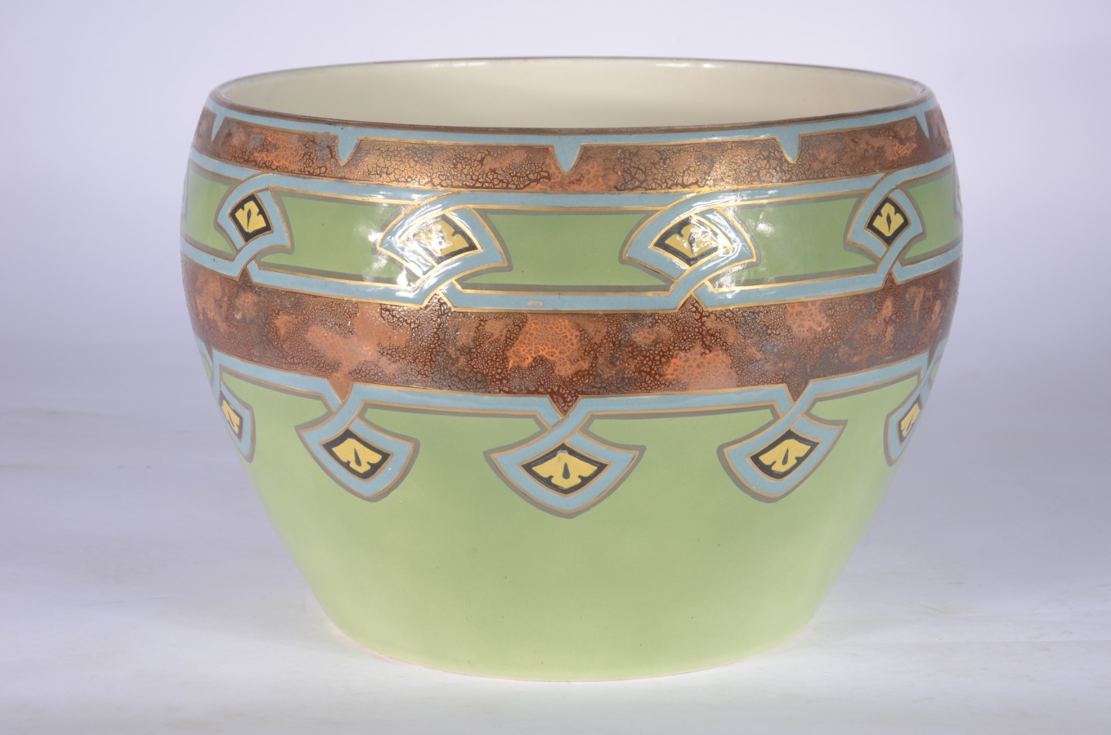 Cachepot de faiança francesa Luneville decorada com figuras... - foto 1 de 5